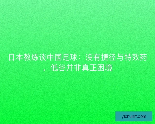 日本教练谈中国足球：没有捷径与特效药，低谷并非真正困境